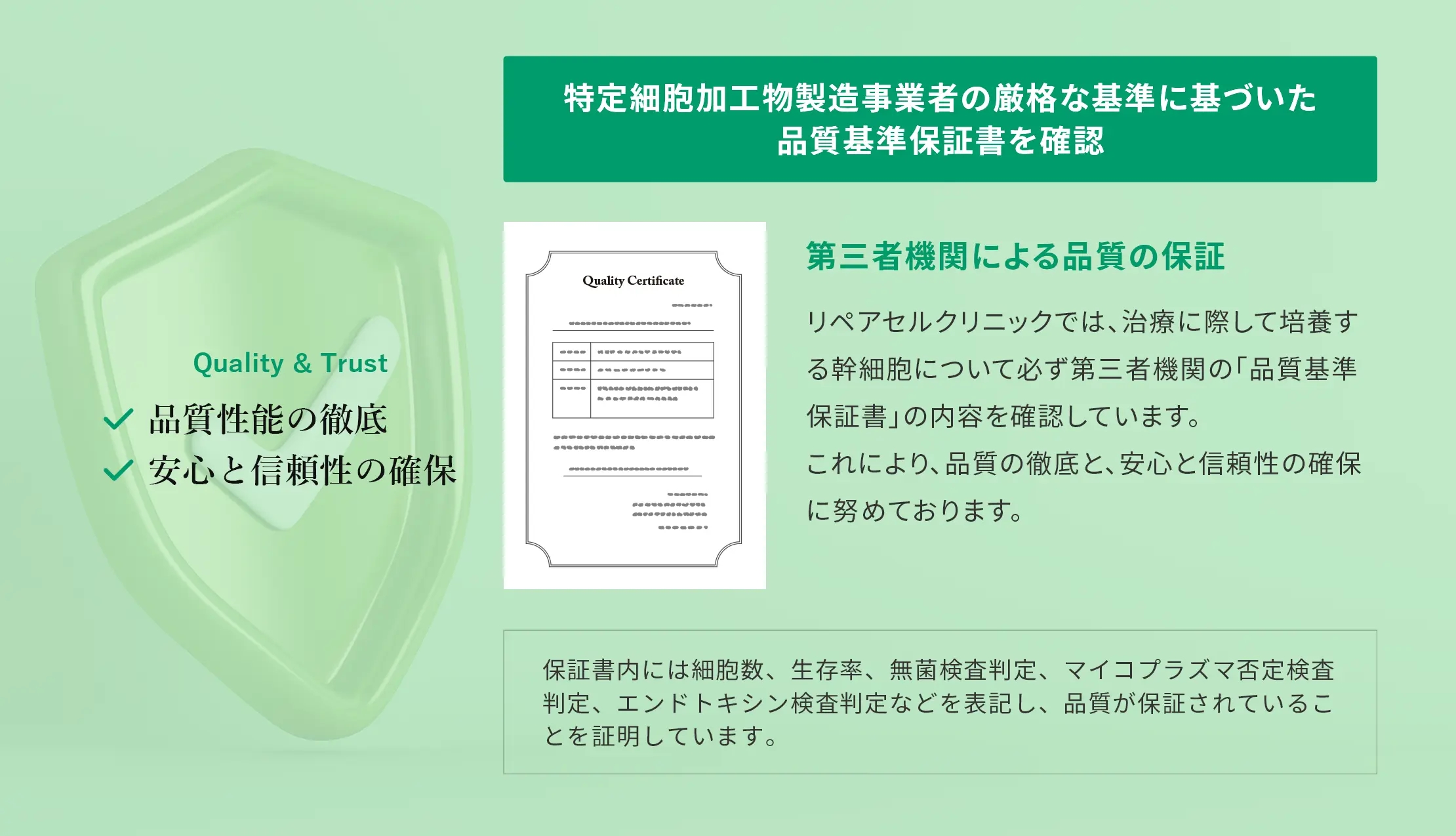 「品質基準保証書」