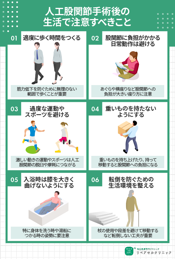 人工股関節手術後の生活で注意すべきこと